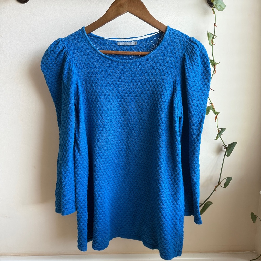 COS Blue Textured Knit Top